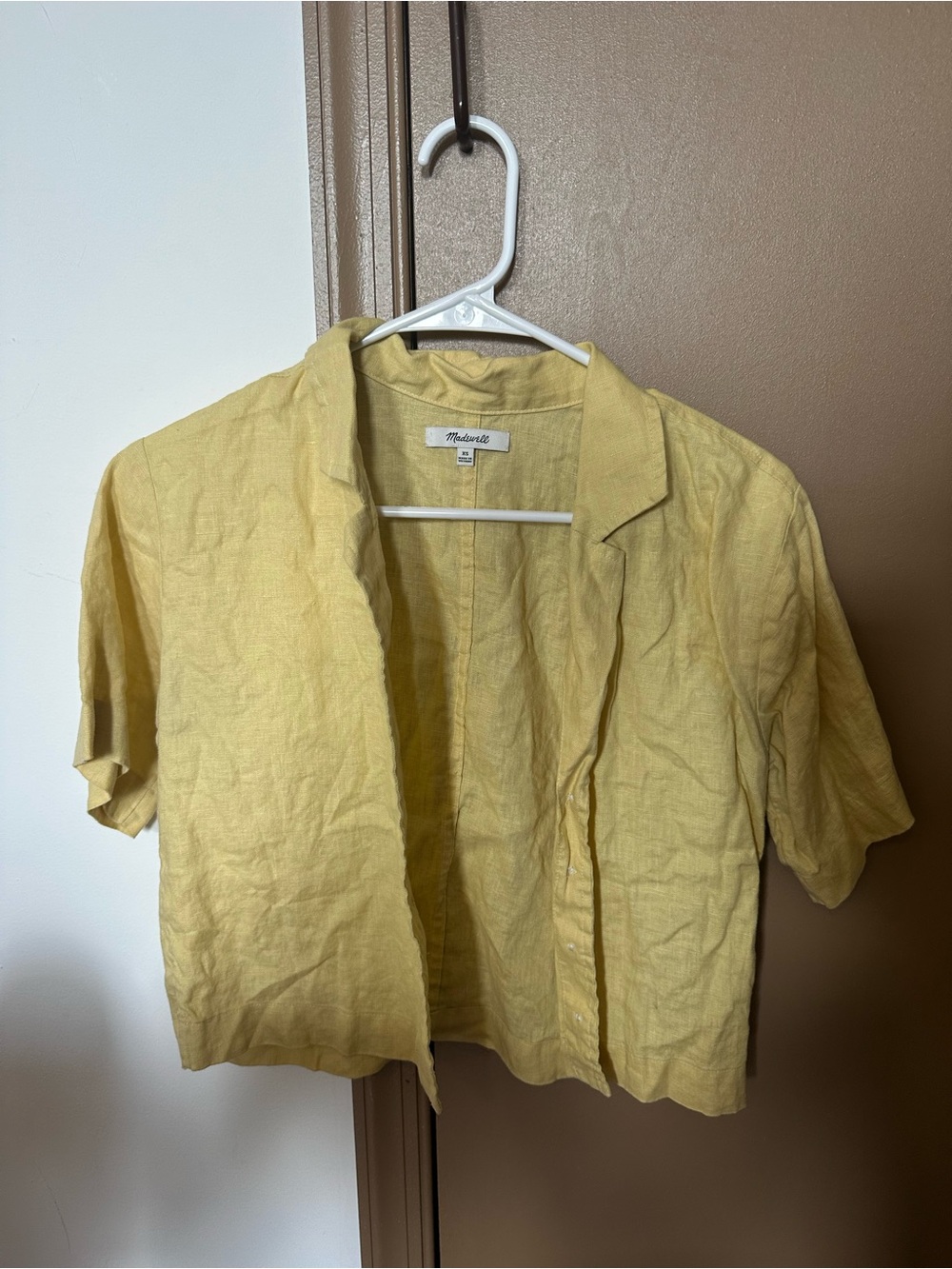 Madewell cropped yellow linen top